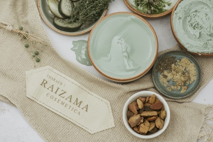 Lucid_Origin_Delicate_facial_care_setup_with_clay_masks_botani_1